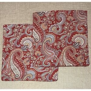 Ralph‎ Lauren Pirouette Pillow Cover Set Red Paisley Bohemian Ornate Classic
